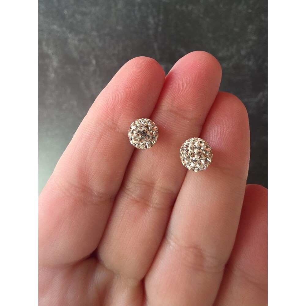 925 Sterling Silver Rhinestone Stud Earrings Vintage READ Description